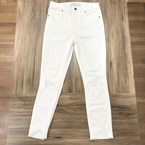 Abercrombie & Fitch Jeans Women 4 Off White Ankle Skinny High Rise Distressed